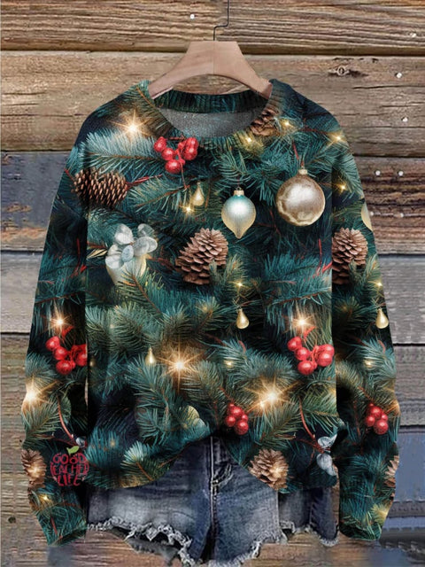 Christmas Gift Christmas Tree Christmas Fruit Cherry Art Print Knit Pullover Sweater