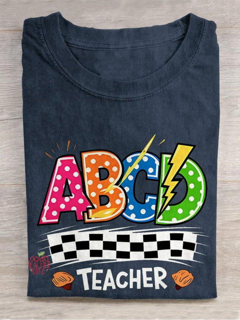 ABCD Teacher Casual Print T-shirt