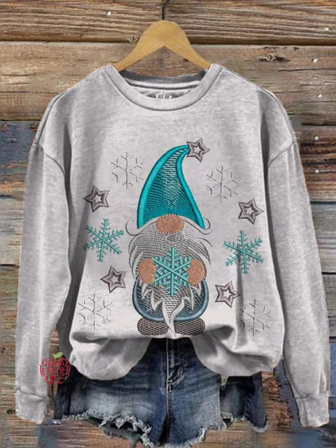 Winter Gnome Art Print Casual Sweatshirt