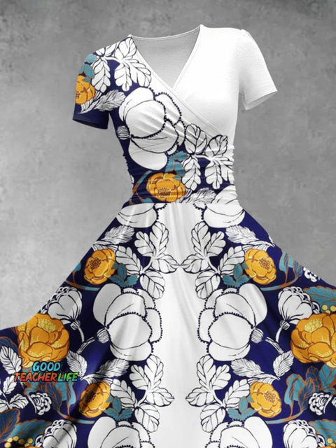 Women's Floral Flowers Art Print Design Maxi Dress