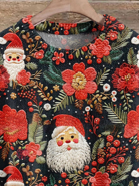 Christmas Gift Santa Claus Art Print Knit Pullover Sweater