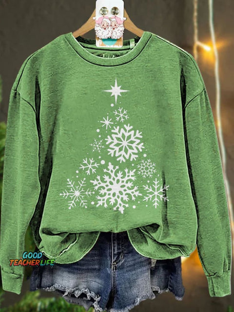 Christmas Snowflake Christmas Tree Casual  Sweatshirt
