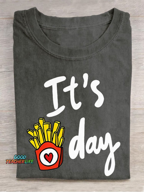 It's Friday Teacher Casual Print T-shirt