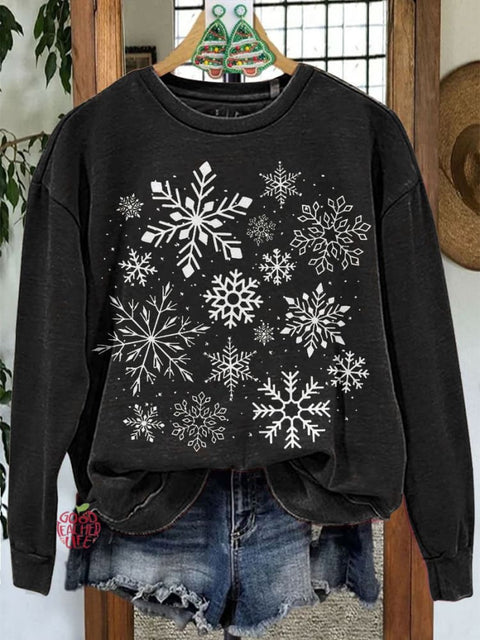 Snowflake Christmas Casual Print Sweatshirt