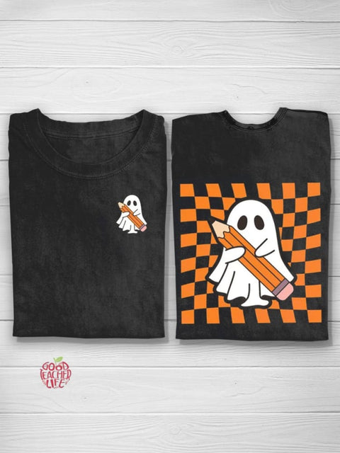 Halloween Pencil Ghost Teacher T-shirt