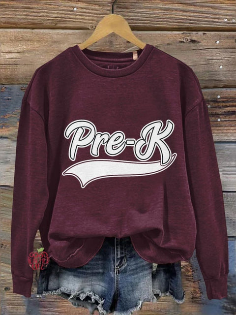 Women's Pre-k Teacher Print Casual Long Sleeve Sweatshirt