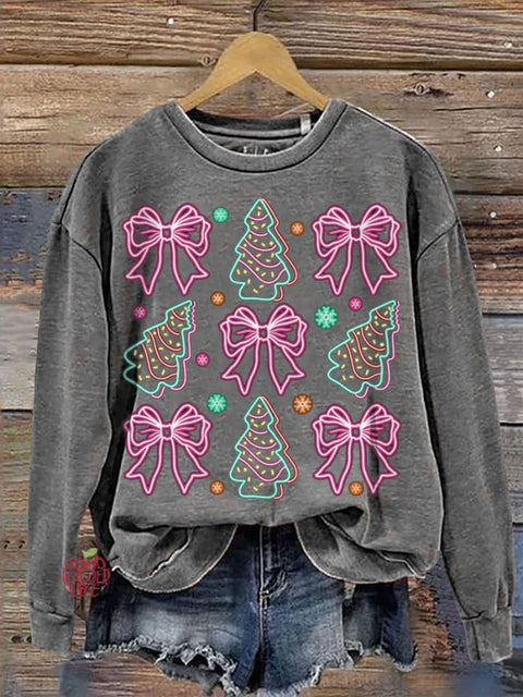 Neon Coquette Christmas Neon Casual Print Sweatshirt