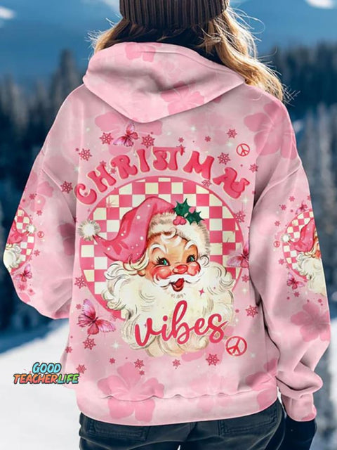 Women's Christmas Vibes All Over Print Casual Hoodie Sweatshirt