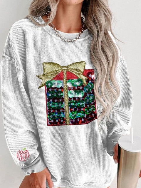 Women's Glitter Christmas Casual Print Shirt