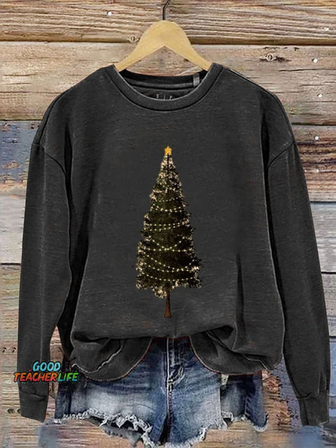 Christmas Tree Print  Casual  Sweatshirt