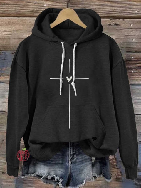 Christian Cross Printed Casual Hoodie Sweatshirt