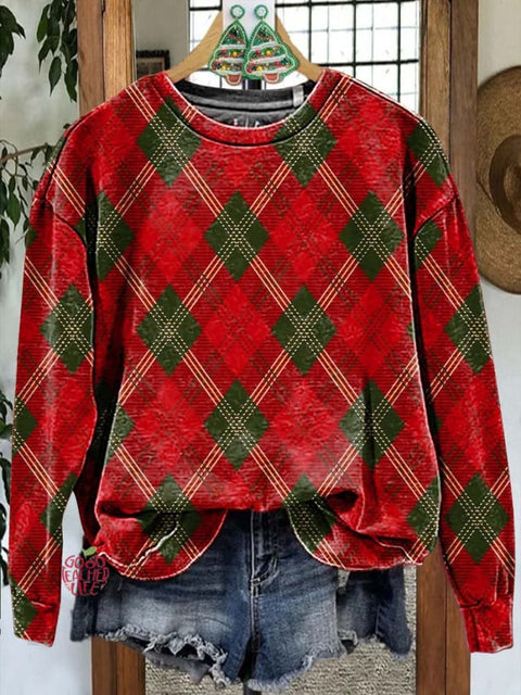 Merry Christmas Diamond lattice Casual  Sweatshirt