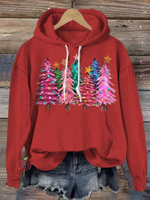 Lovely Christmas Tree Art Print Casual Hoodie Sweatshirt