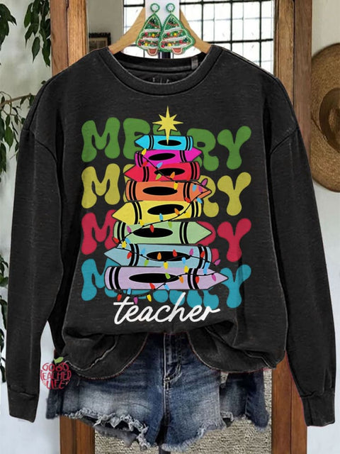 Merry Teacher Christmas Casual Sweatshirt