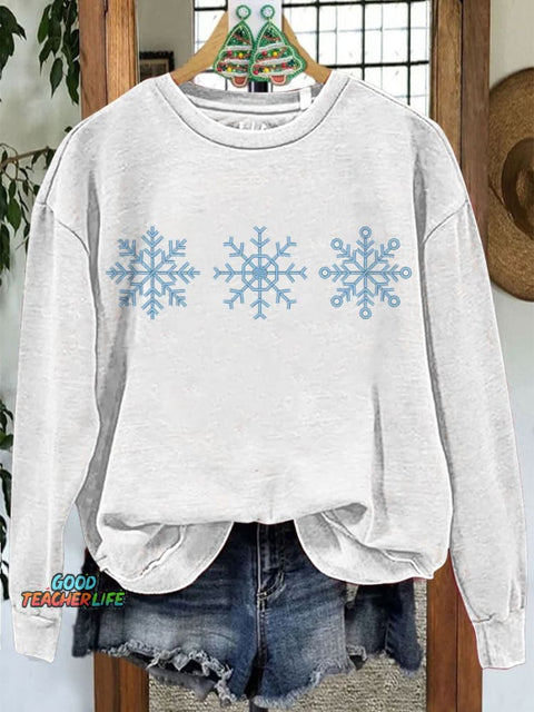 Snowflakes Winter Christmas Casual Print Sweatshirt
