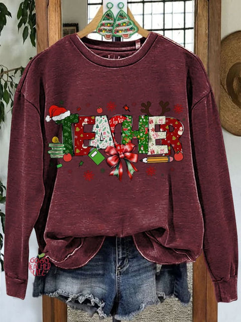 Teacher Christmas Coquette Casual Sweatshirt