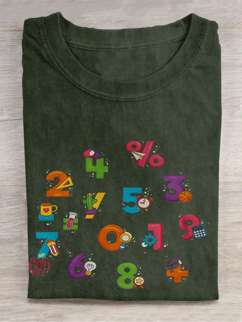 Children's Math Day Casual Print T-shirt