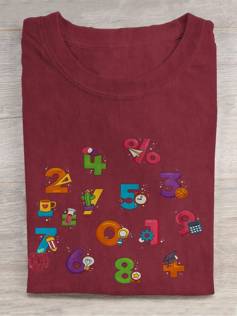 Children's Math Day Casual Print T-shirt