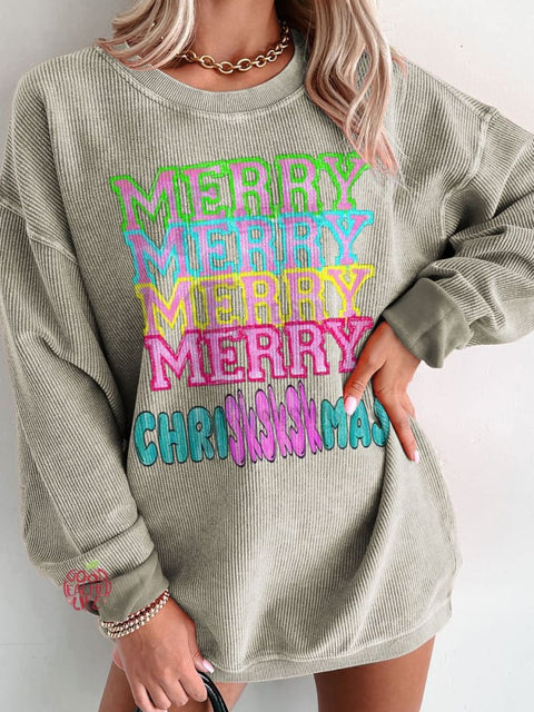 Women's Merry Merry Chriskskmas Casual Print Sweatshirt