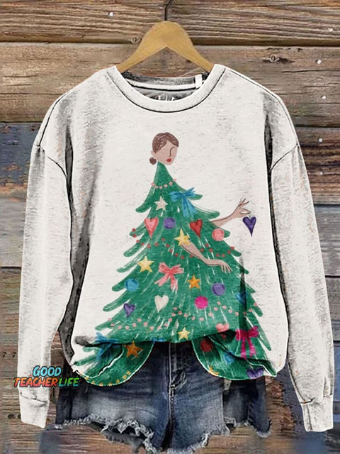 Christmas Tree Art Print Casual Sweatshirt