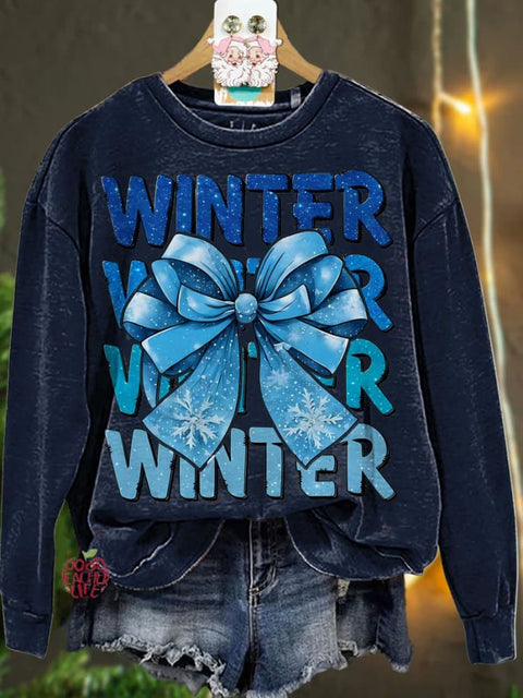 Christmas Coquette Winter bow winter season Casual  Sweatshirt