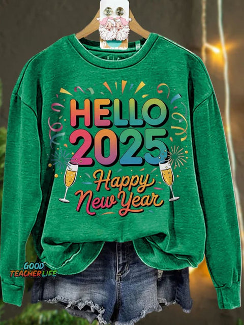 Happy New Year 2025 Sublimation Casual  Sweatshirt