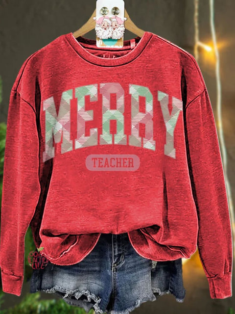 Christmas Merry Teacher Casual  Sweatshirt