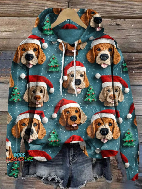 Lovely Christmas Dog Art Print Casual Sweatshirt