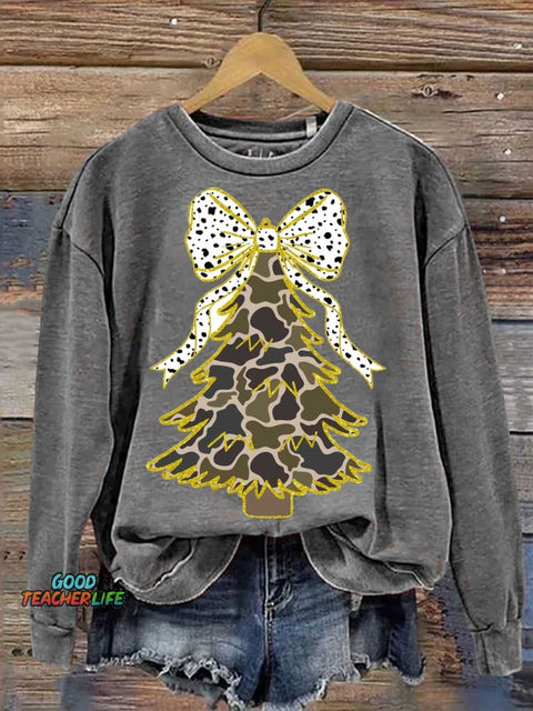 Christmas Tree Bow Casual Sweatshirt