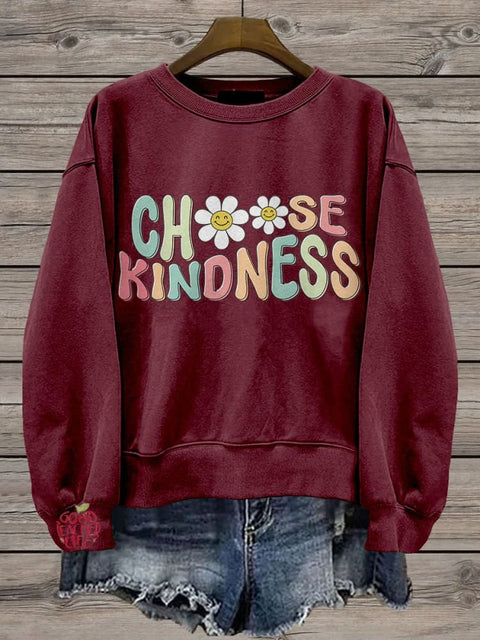 Cute Teacher Choose Kindness Be Kind Teacher Casual Print Sweatshirt