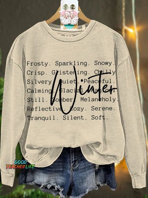 Christmas Winter Words Snow Season Casual  Sweatshirt