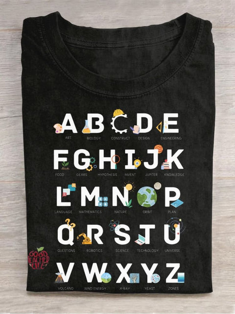 STEAM Alphabet Casual Print T-shirt