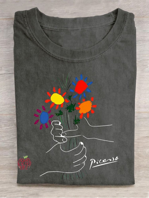 A Bouquet Of Flowers Teacher Casual Print T-shirt