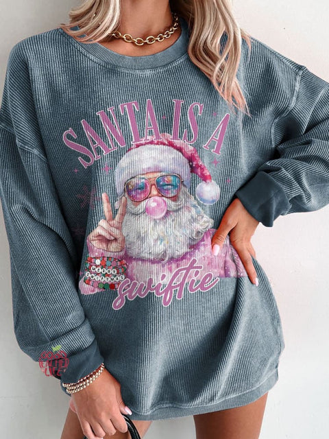 Women's Santa Is A Merry Christmas Casual Print Shirt