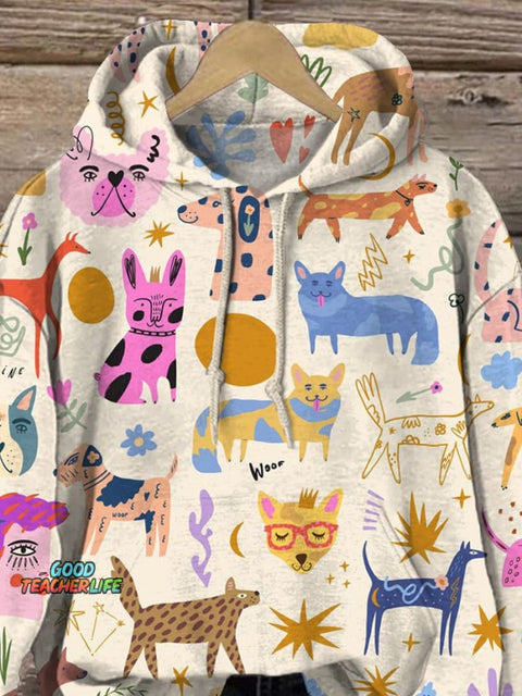 Lovely Cartoon Dog Pattern Printed Casual Sweatshirt