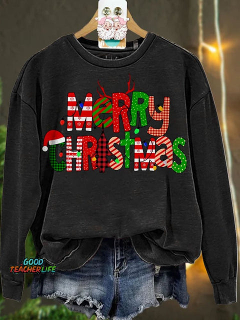 Christmas Colorful Merry Christmas Casual  Sweatshirt
