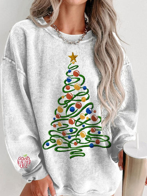 Women's Colorful Christmas Tree Merry Christmas Casual Print Sweatshirt