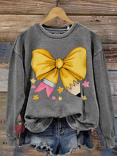 Teacher Pencil Bow Casual  Sweatshirt