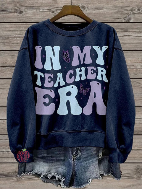 Teacher In My Teacher Era Butterfly Casual  Sweatshirt