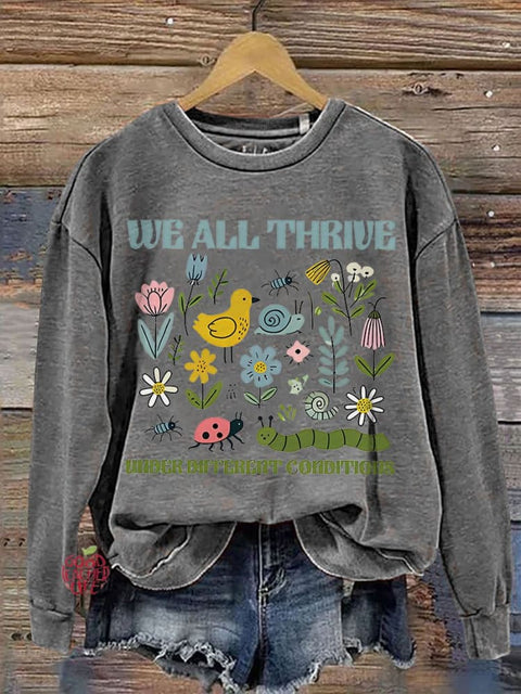 We All Therive Special Education Mental Health Casual Print Sweatshirt