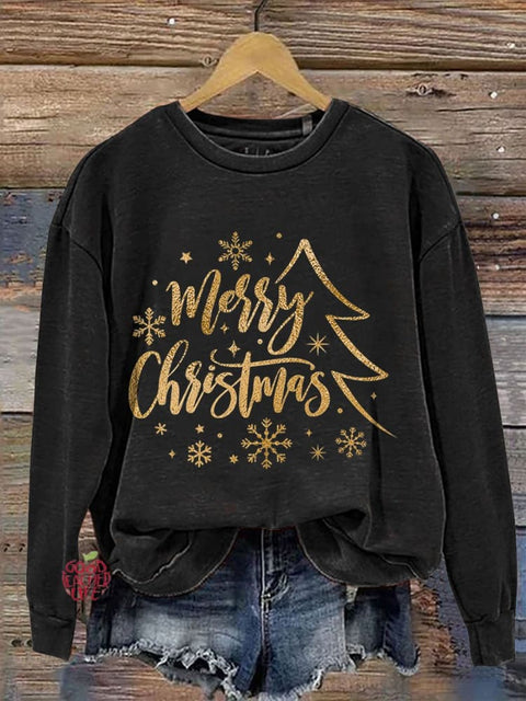 Merry Christmas Casual Print Sweatshirt