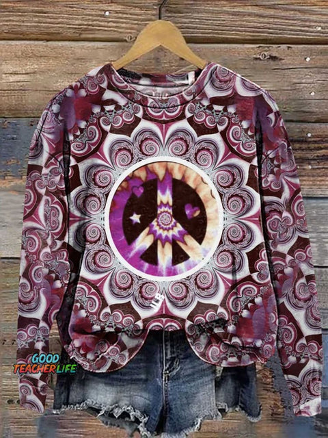 Hippie Peace Sign Love and Peace Casual Sweatshirt