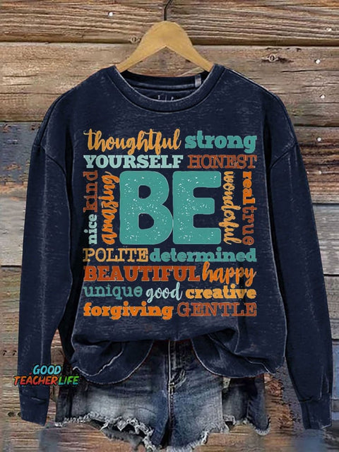 Teacher Positive Thinking Casual Print Sweatshirt
