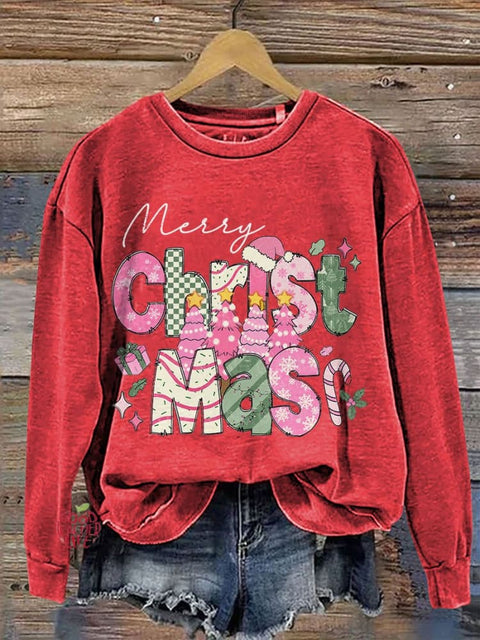 Merry Christmas Christmas Tree Casual Print Sweatshirt