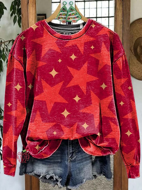 Merry Christmas Star check Casual  Sweatshirt