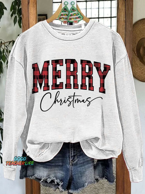 Merry Christmas Casual Print Sweatshirt