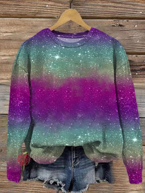 Glitter Christmas  Print  Casual  Sweatshirt