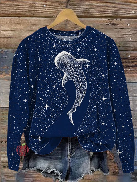 Whale In The Sky Art Print Casual Sweatshirt