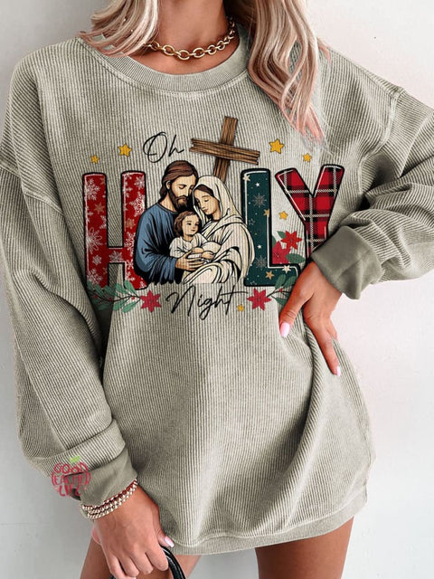 Christmas Oh holly night  Jesus is the reason Women's Casual Print Sweatshirt