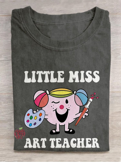 Little Miss Art Teacher Casual Print T-shirt